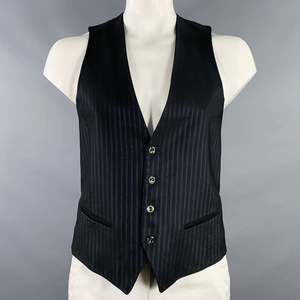 CARLO PIGNATELLI Black Purple Stripe Acetate Wool Vest